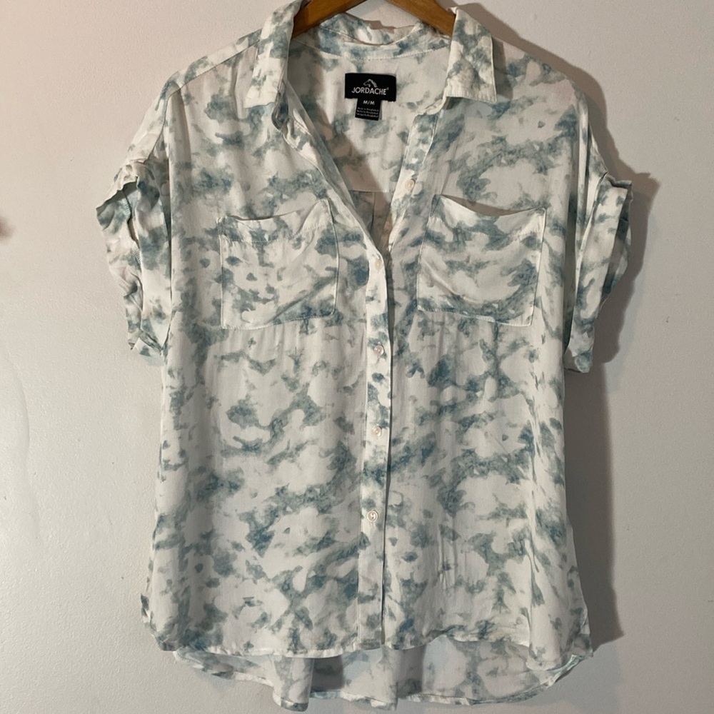 JORDACHE Oversized Tie Dye Button Down Blouse Size Med